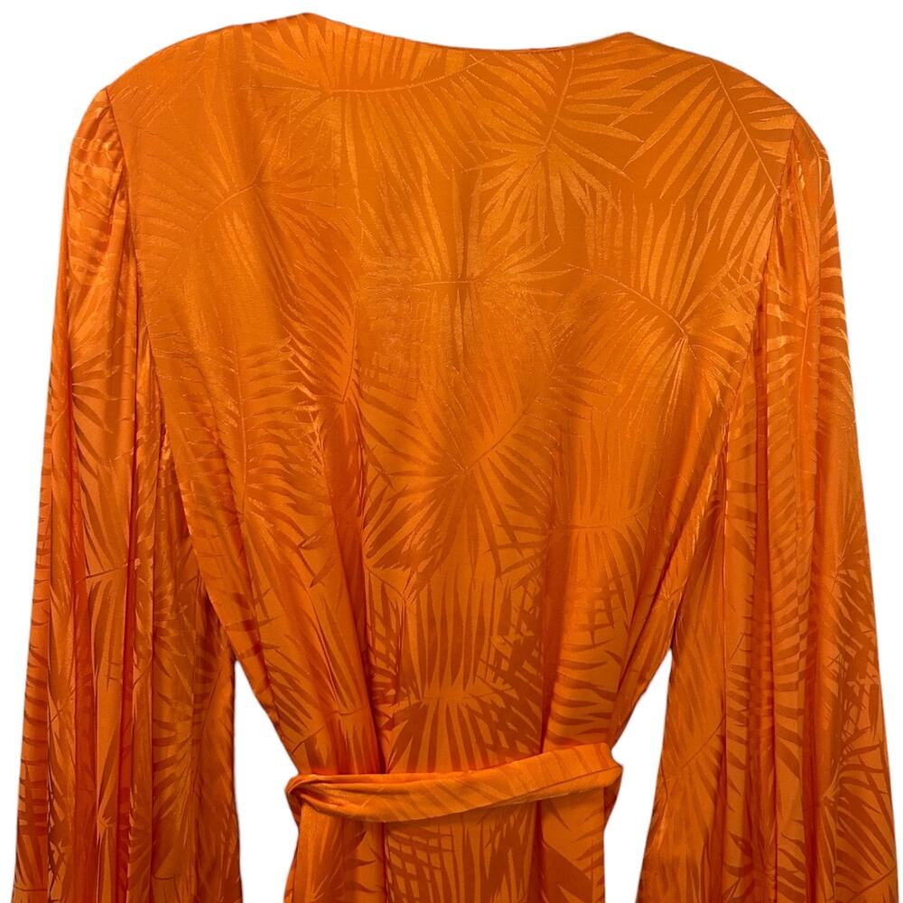 Rat & Boa, 'Harlequin' Mini Dress, Long Sleeve, Palm Jacquard, Orange XX-Small - Picture 6 of 11